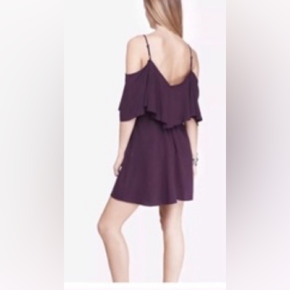 Express Purple Cold Shoulder Dress S/P - Picture 2 of 5